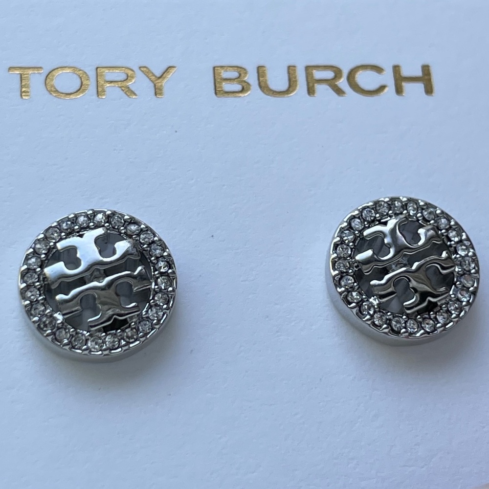 Tory Burch Silver Pave stud earrings